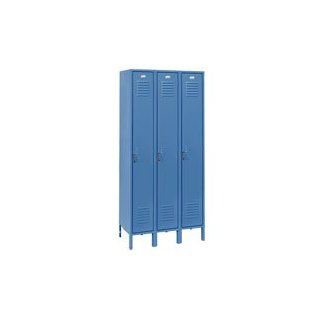 Penco Vanguard Locker Pull Latch Single Tier 12x18x72 3 Doors Unassembled Marine Blue   Storage Lockers  