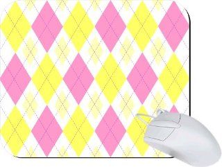 Rikki KnightTM Pink Yellow Argyle mini Yellows Lightning Series Gaming Mouse Pad 
