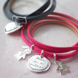 leather wrap charm bracelet by merci maman