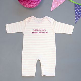 personalised slogan striped girls sleepsuit by my 1st years