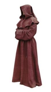 Brown Monk Robe and Hood Costume. Wizard Robe, Priest Robe, Mage Robe, One size: Adult Sized Costumes: Clothing