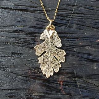 gold dipped oak leaf necklace by nest