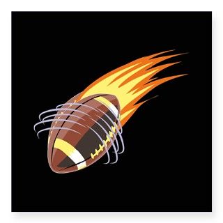 Flaming Football Square Sticker 3 x 3 by pixel_gear