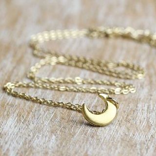 brushed gold little moon necklace by lisa angel