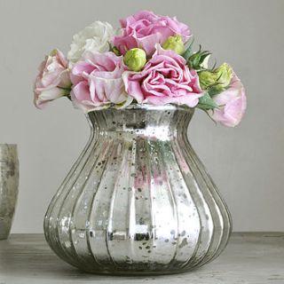 silver ribbed glass vase by primrose & plum