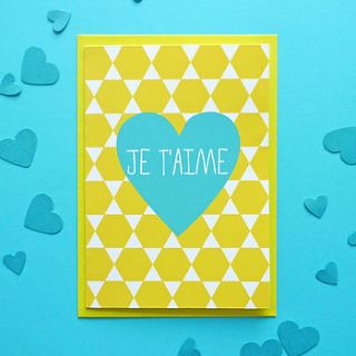 'je t'aime' handmade card by tea & ceremony