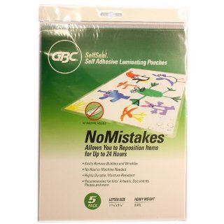 GBC SelfSeal NoMistakes Machine Free Laminating Pouches, Letter Size, Clear, 5 Pouches per Pack (3747428T) : Laminating Supplies : Office Products