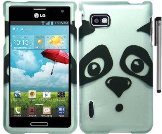For LG Optimus F3 MS659 Animal Design Hard Cover Case with ApexGears Stylus Pen (Silver Black Panda): Cell Phones & Accessories