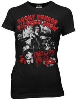 Rocky Horror Picture Show Thrills Chills Juniors Black Tee T Shirt, Large: Movie And Tv Fan T Shirts: Clothing