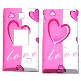 Hard Plastic Snap on Cover Fits Kyocera S4000 Mako 2Tone Hearts MetroPCS, etc Cell Phones & Accessories