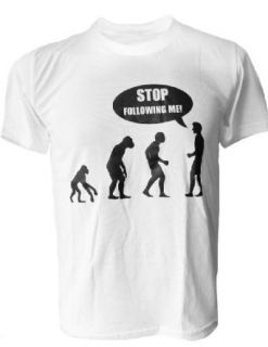 SODAtees Men's Human Evolution Stop following me T Shirt: Clothing