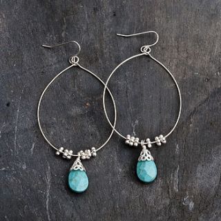 eleanor hoop drop earrings with turquoise by bloom boutique