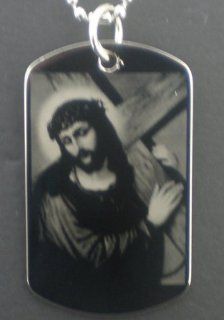 Lord Jesus holding Cross Dog Tag Pendant Necklace: Everything Else