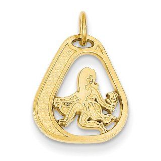 14k Yellow Gold Virgo Zodiac Charm Pendant. Metal Wt  1.25g Jewelry