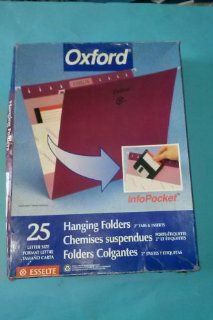 Esselte Oxford 92541 Purple Hanging Folders Letter Size Info Pocket : Colored File Folders : Office Products