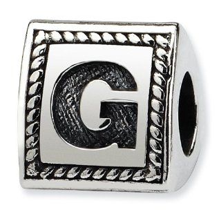 Reflection Beads Sterling Silver Reflections Letter G Triangle Block Bead: Bead Charms: Jewelry
