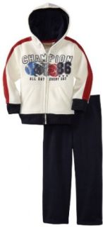 Kids Headquarters Boys 2 7 Hooded Jacket With Pant, Cream/Blue, 5: Clothing