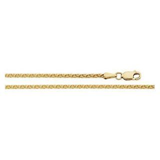 14K Yellow Gold Diamond Cut Wheat Chain by US Gems Chain Necklaces Jewelry