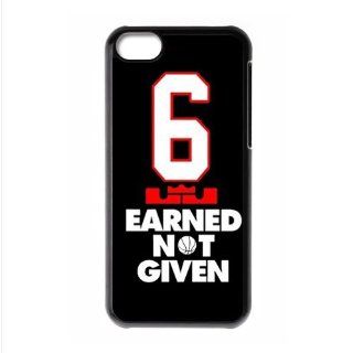 NBA Basketball Miami Heat Lebron James 6 EARNED NOT GIVEN Tshirts Unique Apple Iphone 5C Cheap iphone 5 Durable Hard Plastic Case Cover CustomDIY: Cell Phones & Accessories