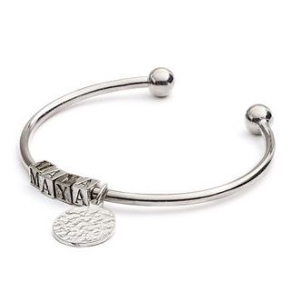 personalised name bangle with coin charm by cinderela b jewellery