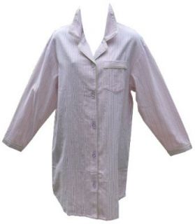 RocketWear Pastel Pink Long Sleeve Cotton Flannel Button Front Night Shirt/Robe