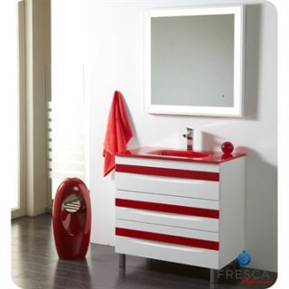 Fresca Platinum Giocco 32 Glossy White and Red Modern Bathroom Vanity