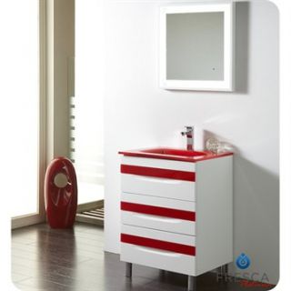 Fresca Platinum Giocco 24 Glossy White and Red Modern Bathroom Vanity
