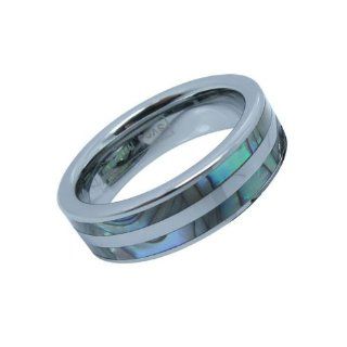 JewelryWe Comfort Fit High Polish Tungsten Carbide Ring 8mm (Size 8 14) His Double Abalone Inlay Aniversary/engagement/wedding Bands: Jewelry