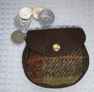 deerskin/ brown harris tweed sporran purse by the tartan company