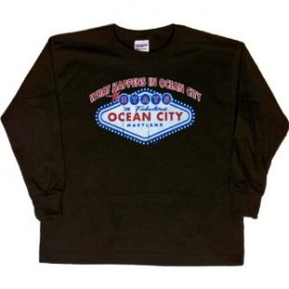 YOUTH LONG SLEEVE T SHIRT : BLACK   SMALL   What Happens in Ocean City Stay In Fabulous Ocean City Maryland   Funny: Clothing