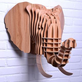 wooden animal trophy elephant by myhaus