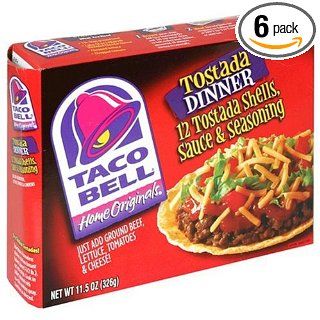 Taco Bell Home Originals Tostada Dinner Kit, 11.5 Ounce Boxes (Pack of 6)  Taco Shells  Grocery & Gourmet Food