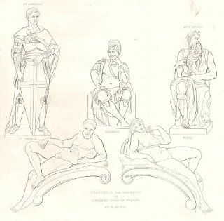 SCULPTURE ITALIAN: St. George; Lorenzo; Moses; Statues, Duke Urbino;1880   Prints