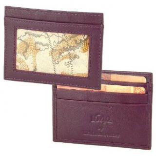 1642 Purple Leather ID Credit Card Case Holder: Clothing