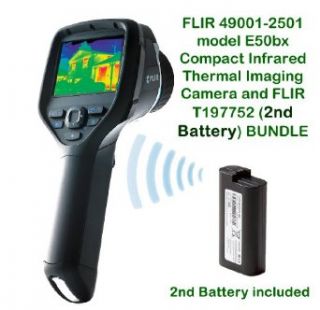 FLIR 49001 2501 model E50bx Compact Infrared Thermal Imaging Camera and FLIR T197752 (2nd Battery) BUNDLE, (240 x 180 IR Resolution) with on board Visual Camera, Wi Fi, Picture in Picture, Thermal Fusion and Bright LED Light, Measures Temperature to 248F 