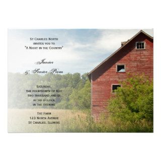 Rustic Red Barn Country Junior / Senior Prom Personalized Invites