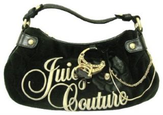 Juicy Couture Velour Ring Bling City Girl Shoulder Bag Purse Black: Top Handle Handbags: Shoes