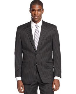Shaquille ONeal Black Stripe Jacket Big and Tall   Suits & Suit Separates   Men