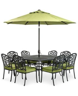 Kenbridge 9 Piece Outdoor Set: 8 Dining Chairs and 64 Square Table   Furniture