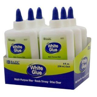 Bazic 8 Oz (236mL) Jumbo White Glue w/ PDQ Display Case Pack 24 : General Purpose Glues : Electronics