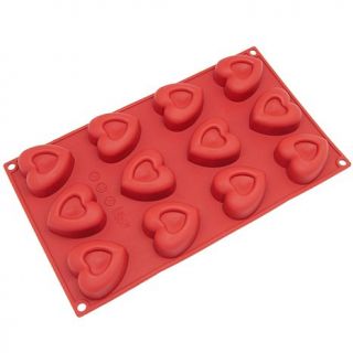 Freshware 12 Cavity Silicone Mini Heart and Soap Mold   Red