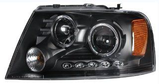 2004 2008 Ford F 150 LED Halo Projector Headlights /w Amber (Black): Automotive