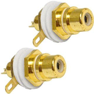 Seismic Audio   SAPT230 2Pack   2 Pack of RCA Gold Plated Chassis Mount Connectors   White Pro Audio: Musical Instruments