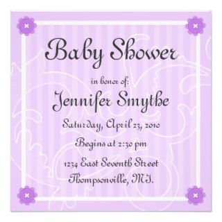 Purple Swirl Flower Baby Shower Invitation