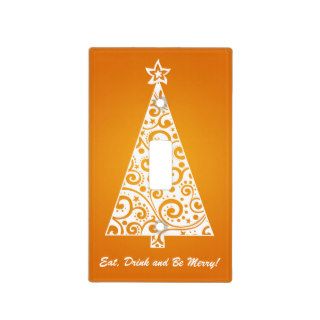 Eat, Drink & Be Merry Christmas Tree Orange Light Switch Covers