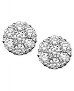 TruMiracle Diamond Earrings, 10k White Gold Diamond Cluster Earrings (1/3 ct. t.w.)   Earrings   Jewelry & Watches