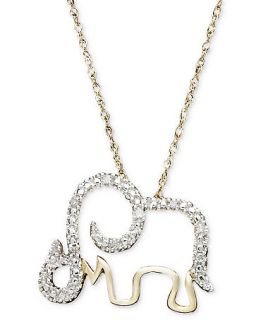 14k Gold Pendant, Diamond Accent Elephant   Necklaces   Jewelry & Watches