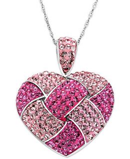 Kaleidoscope Sterling Silver Necklace, Pink Crystal Heart Necklace with Swarovski Elements   Necklaces   Jewelry & Watches