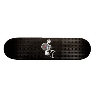 Cartoon Music Note; Grunge Background Skate Board