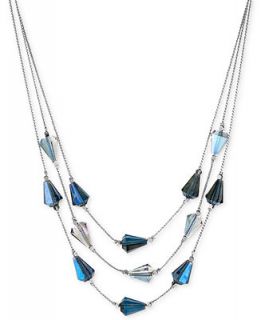 Kenneth Cole New York Silver Tone Faceted Blue Bead Illusion Necklace   Fashion Jewelry   Jewelry & Watches